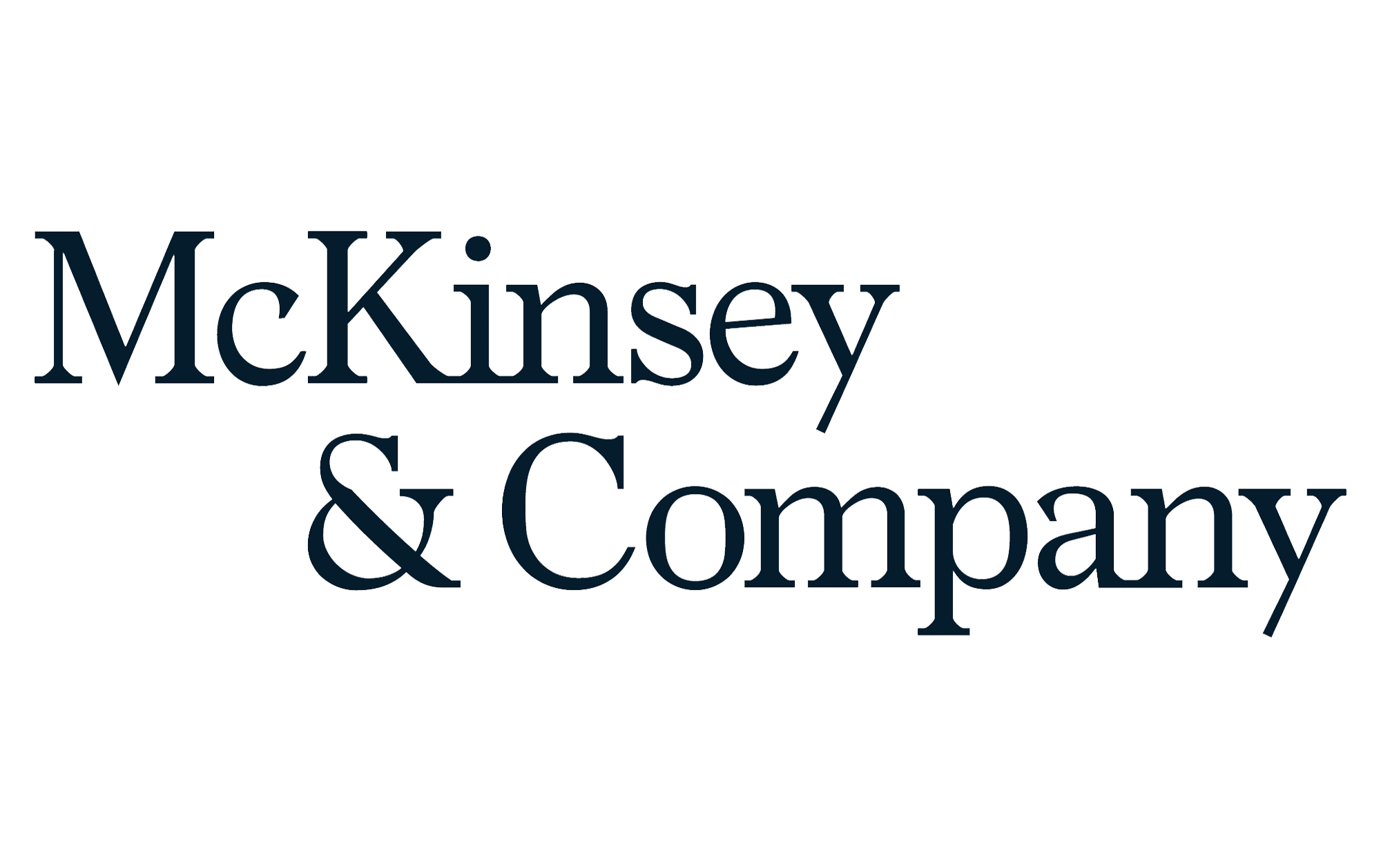 McKinsey & Company logo in dark blue text on a transparent background