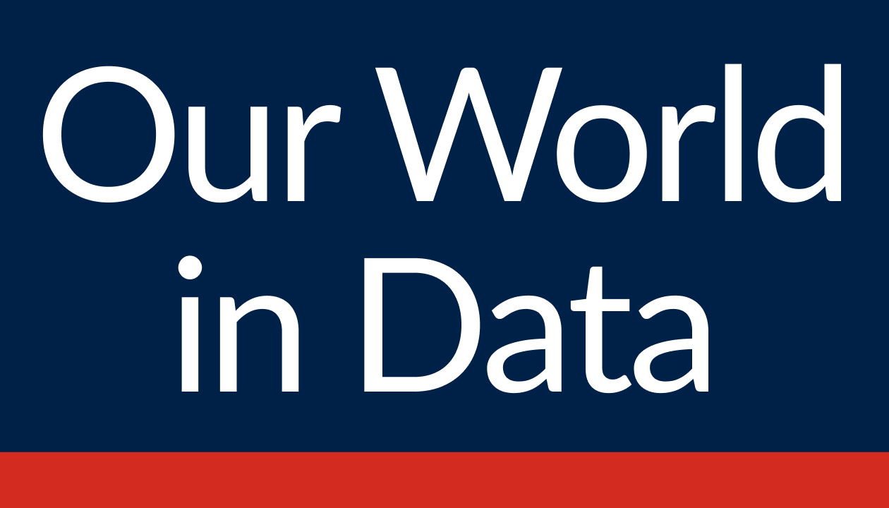 our world in data logo white text on dark blue background with red stripe at the bottom